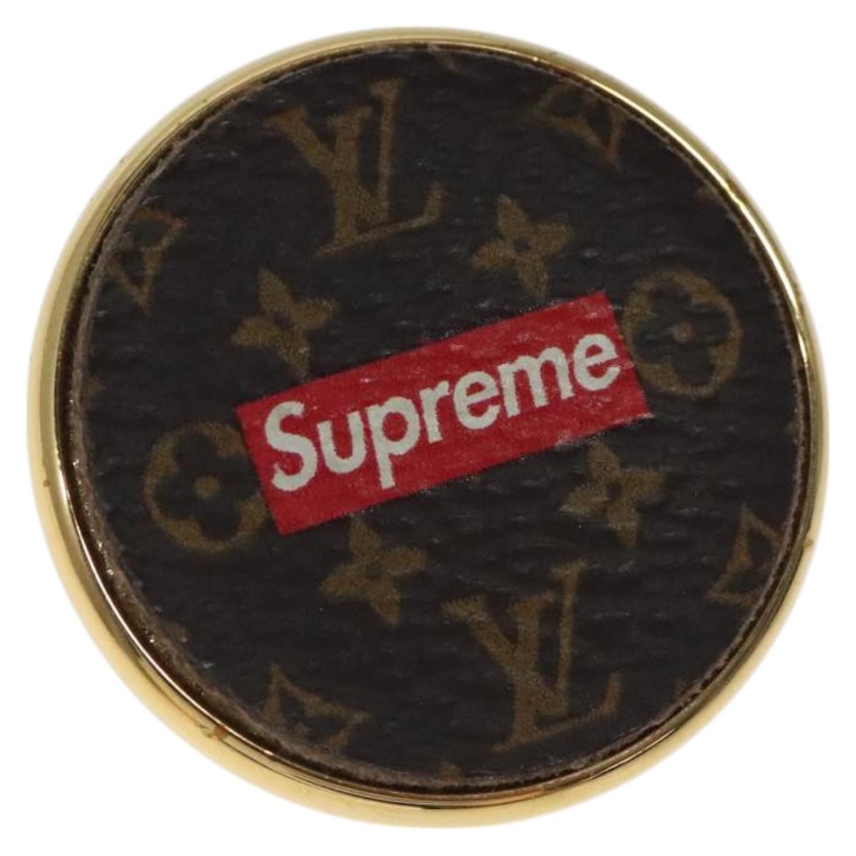 LOUIS VUITTON Supreme Pin Badge metal Gold MP2076 LV Auth bs24973A