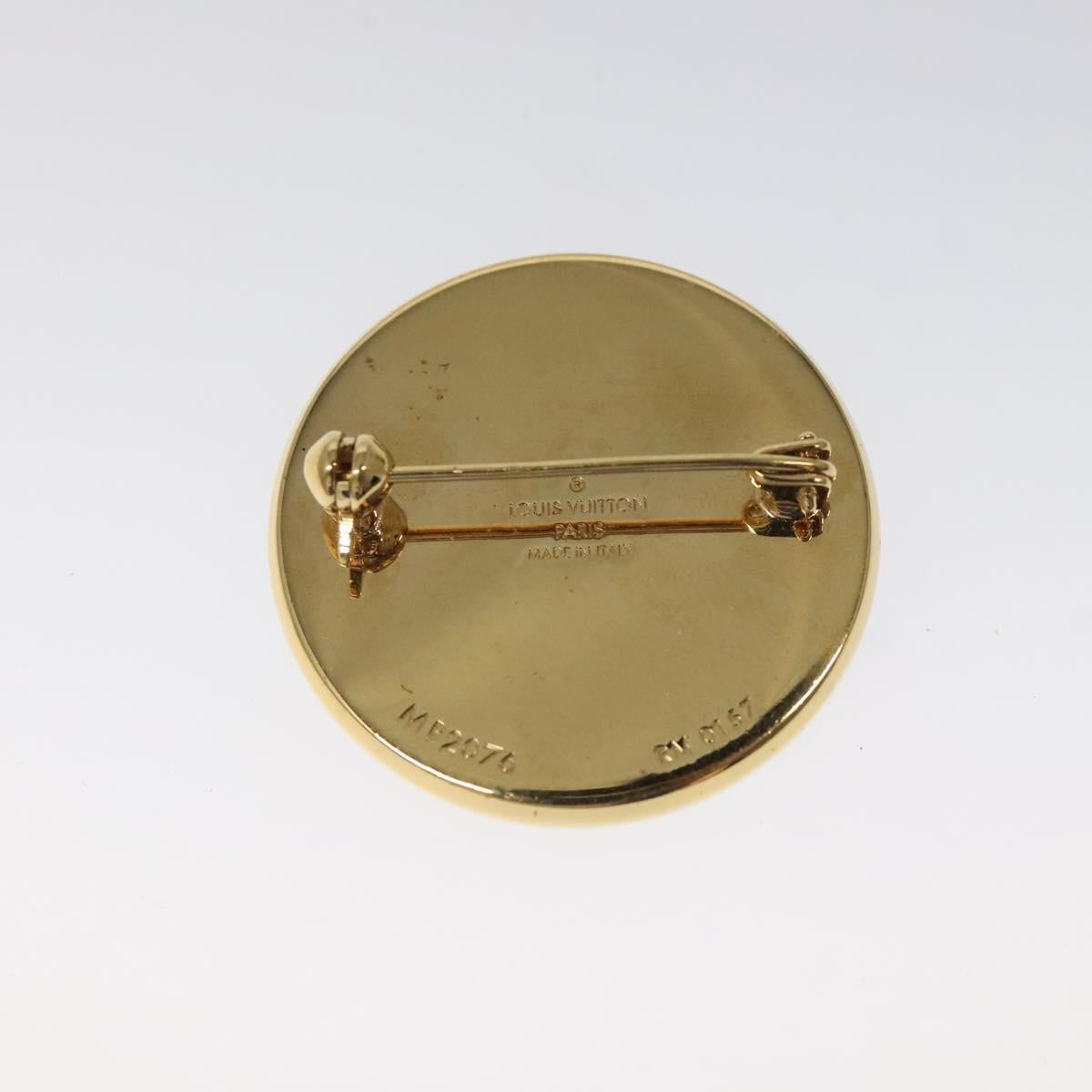 LOUIS VUITTON Supreme Pin Badge metal Gold MP2076 LV Auth bs24973A