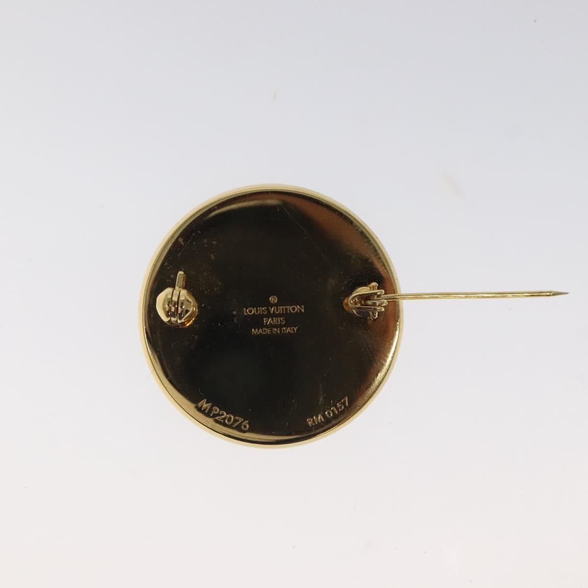 LOUIS VUITTON Supreme Pin Badge metal Gold MP2076 LV Auth bs24973SAV