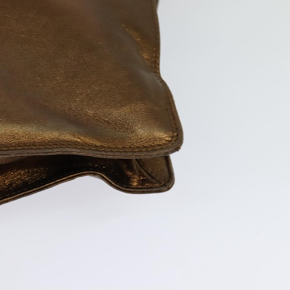 CHANEL Shoulder Bag Leather Brown Gold CC Auth bs24975