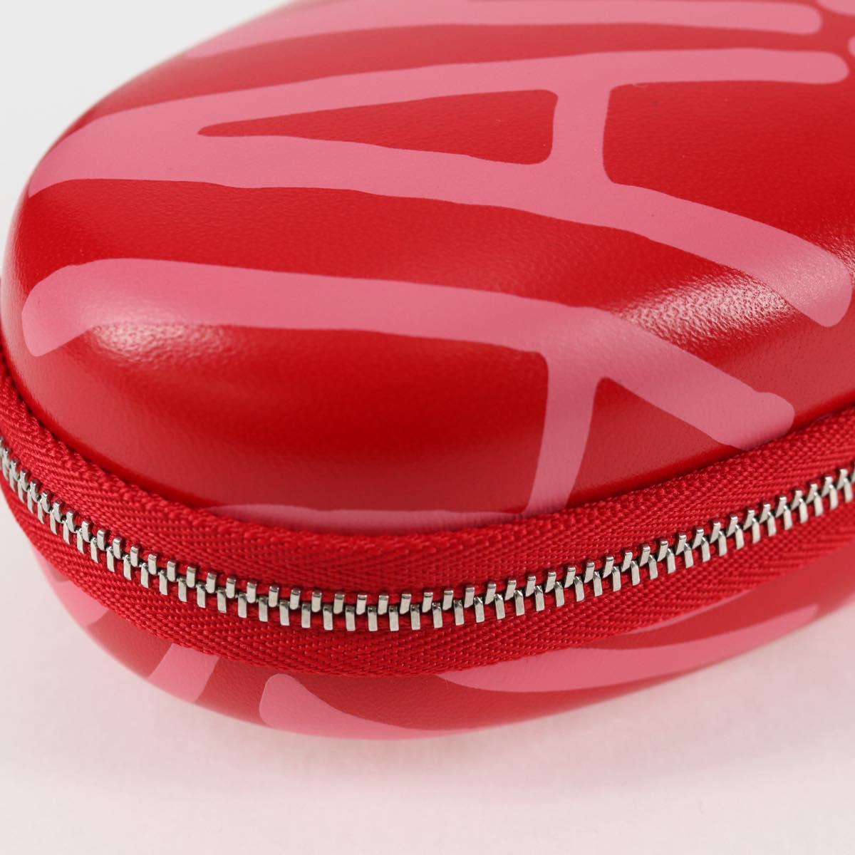 CHANEL Chain Glasses Sunglasses Case Glasses Case Leather Red CC Auth bs24979SAM