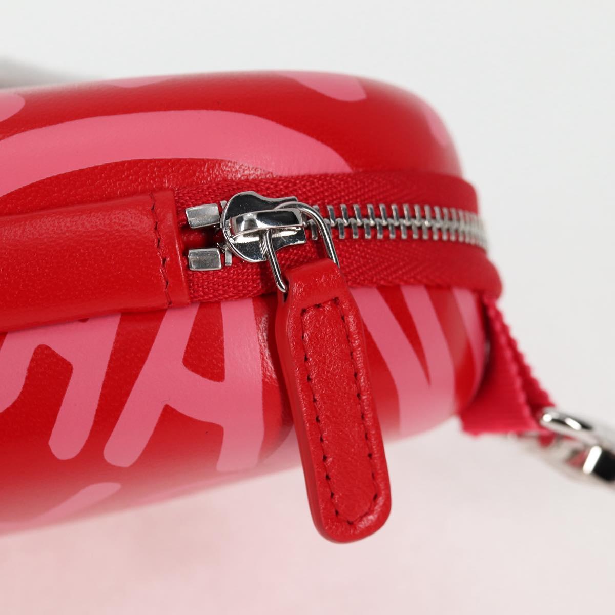 CHANEL Chain Glasses Sunglasses Case Glasses Case Leather Red CC Auth bs24979SAM