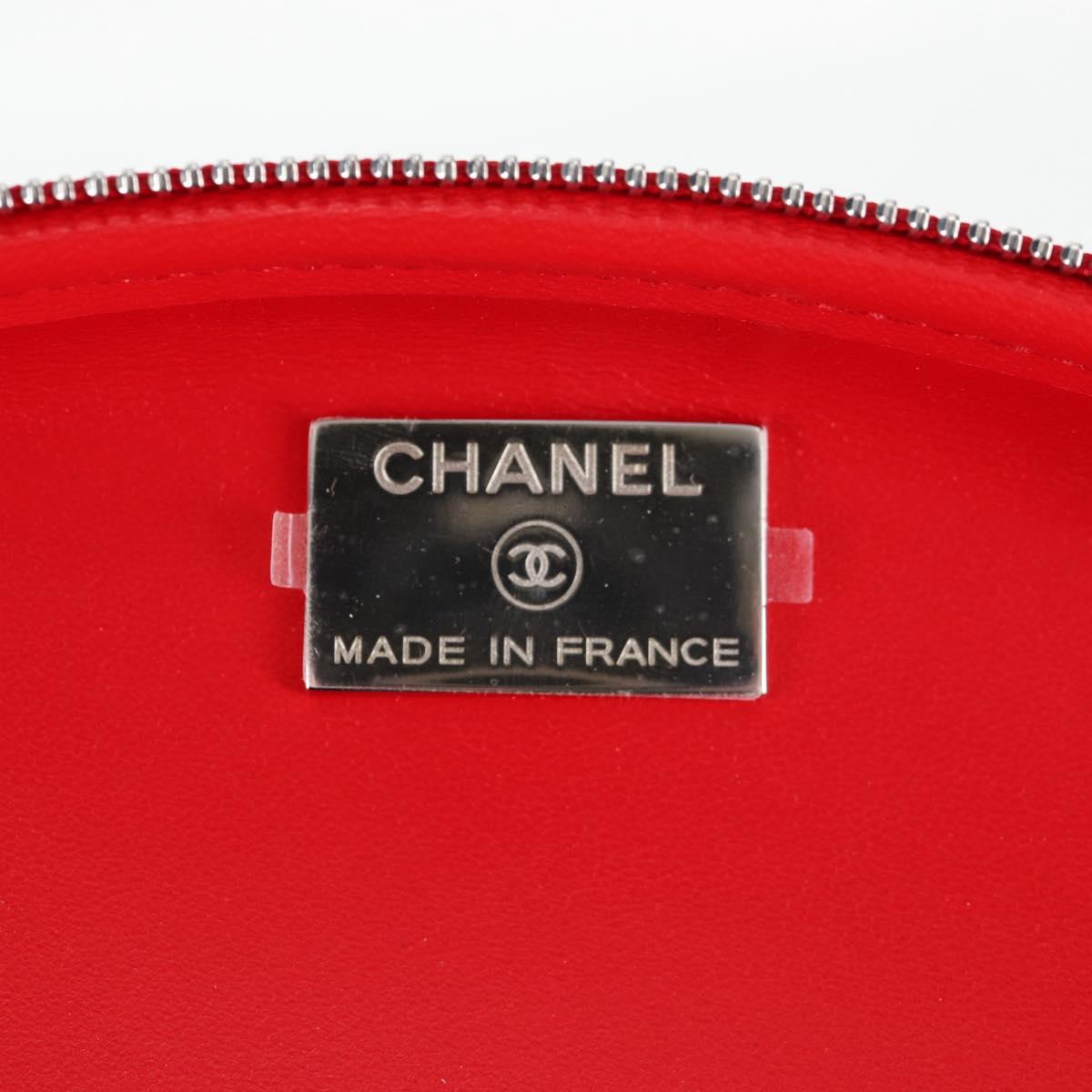 CHANEL Chain Glasses Sunglasses Case Glasses Case Leather Red CC Auth bs24979SAM