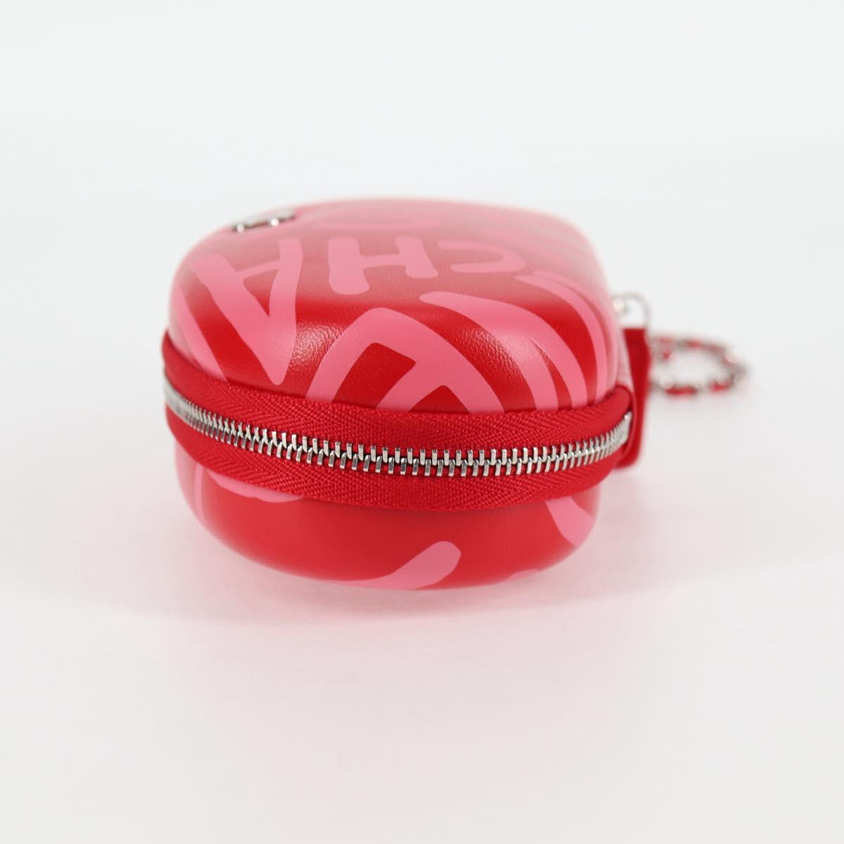 CHANEL Chain Glasses Sunglasses Case Glasses Case Leather Red CC Auth bs24979AM