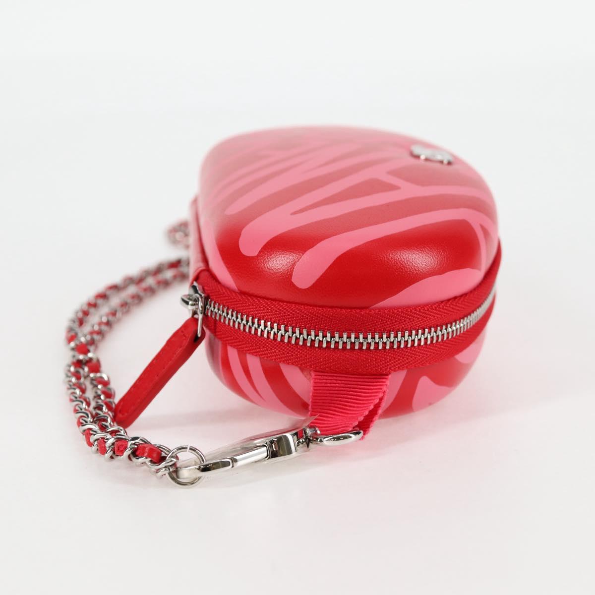 CHANEL Chain Glasses Sunglasses Case Glasses Case Leather Red CC Auth bs24979SAM