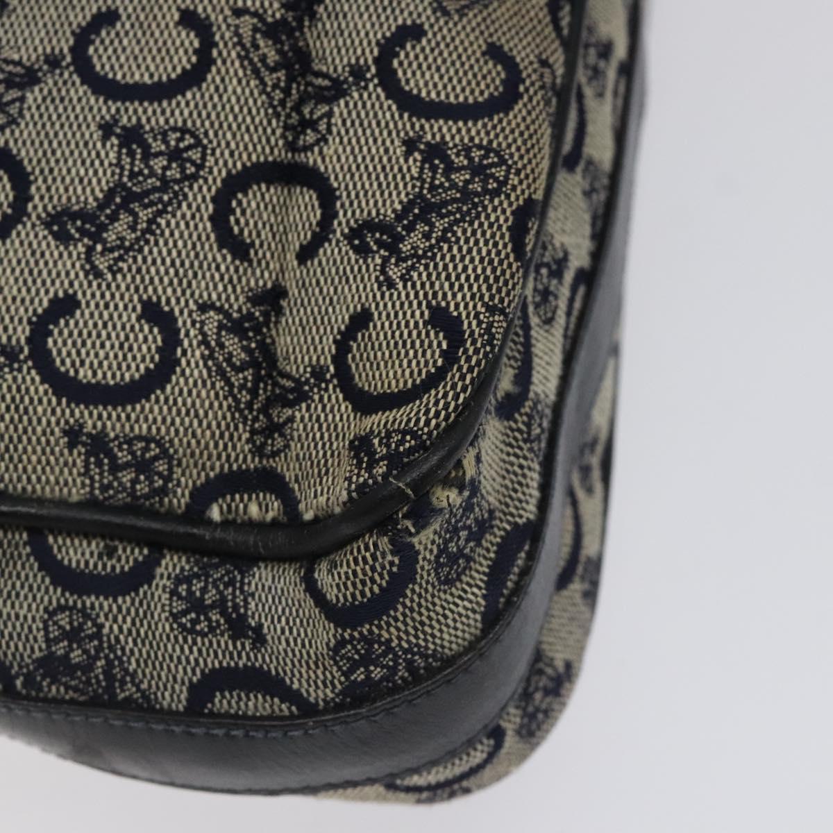 CELINE C Sulky Shoulder Bag Canvas Navy Gold Auth bs24993