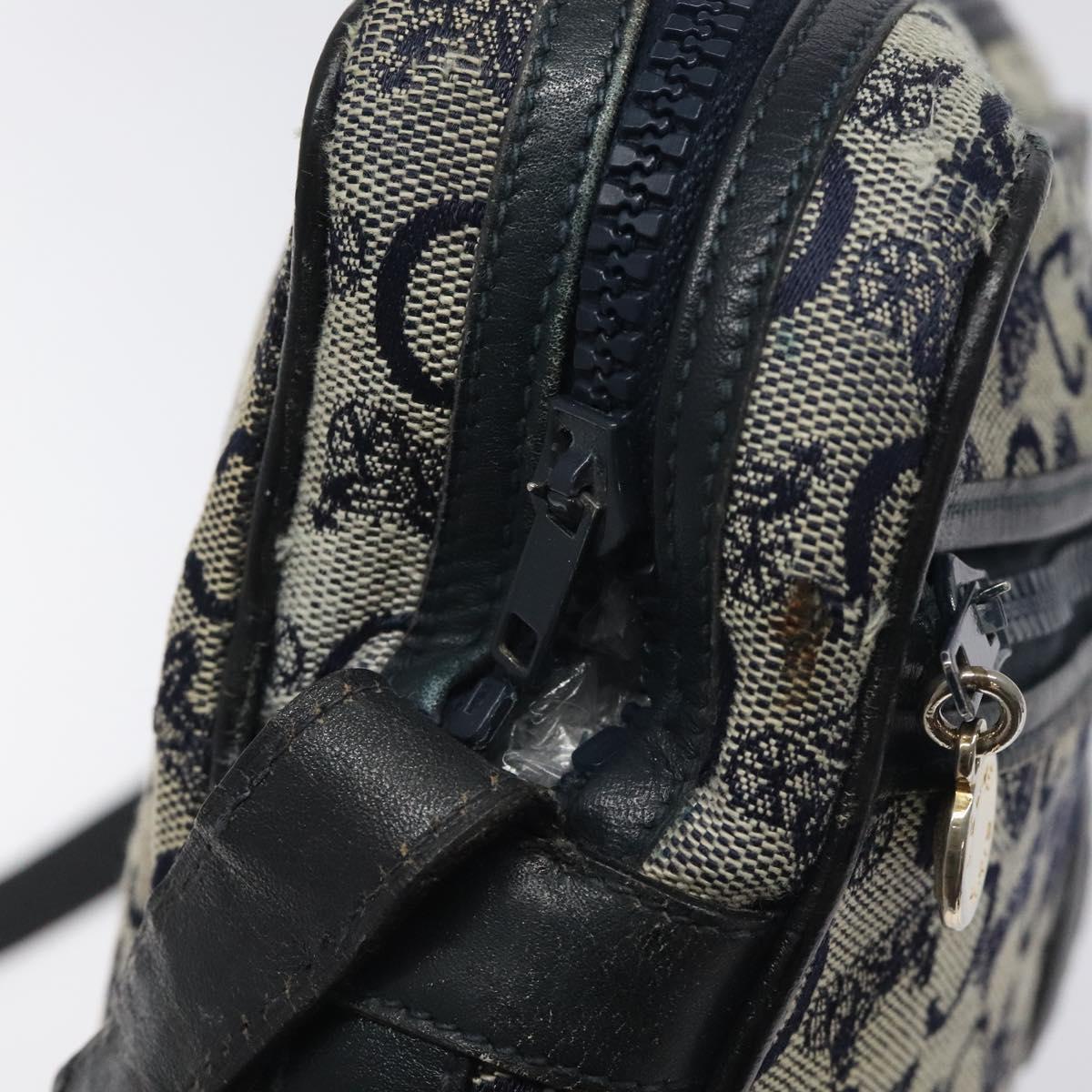 CELINE C Sulky Shoulder Bag Canvas Navy Gold Auth bs24993