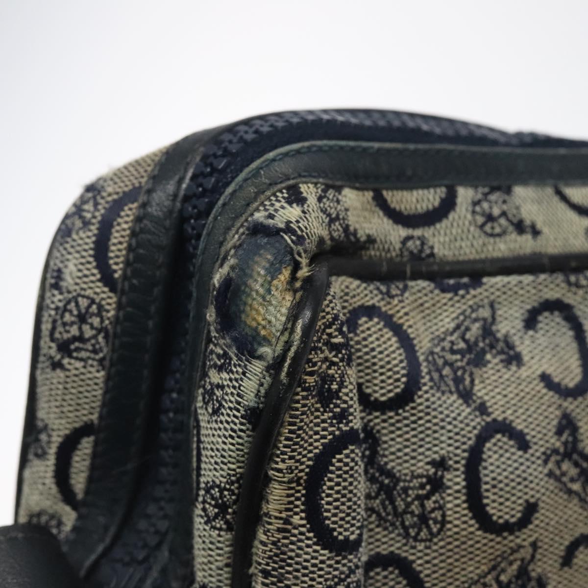 CELINE C Sulky Shoulder Bag Canvas Navy Gold Auth bs24993