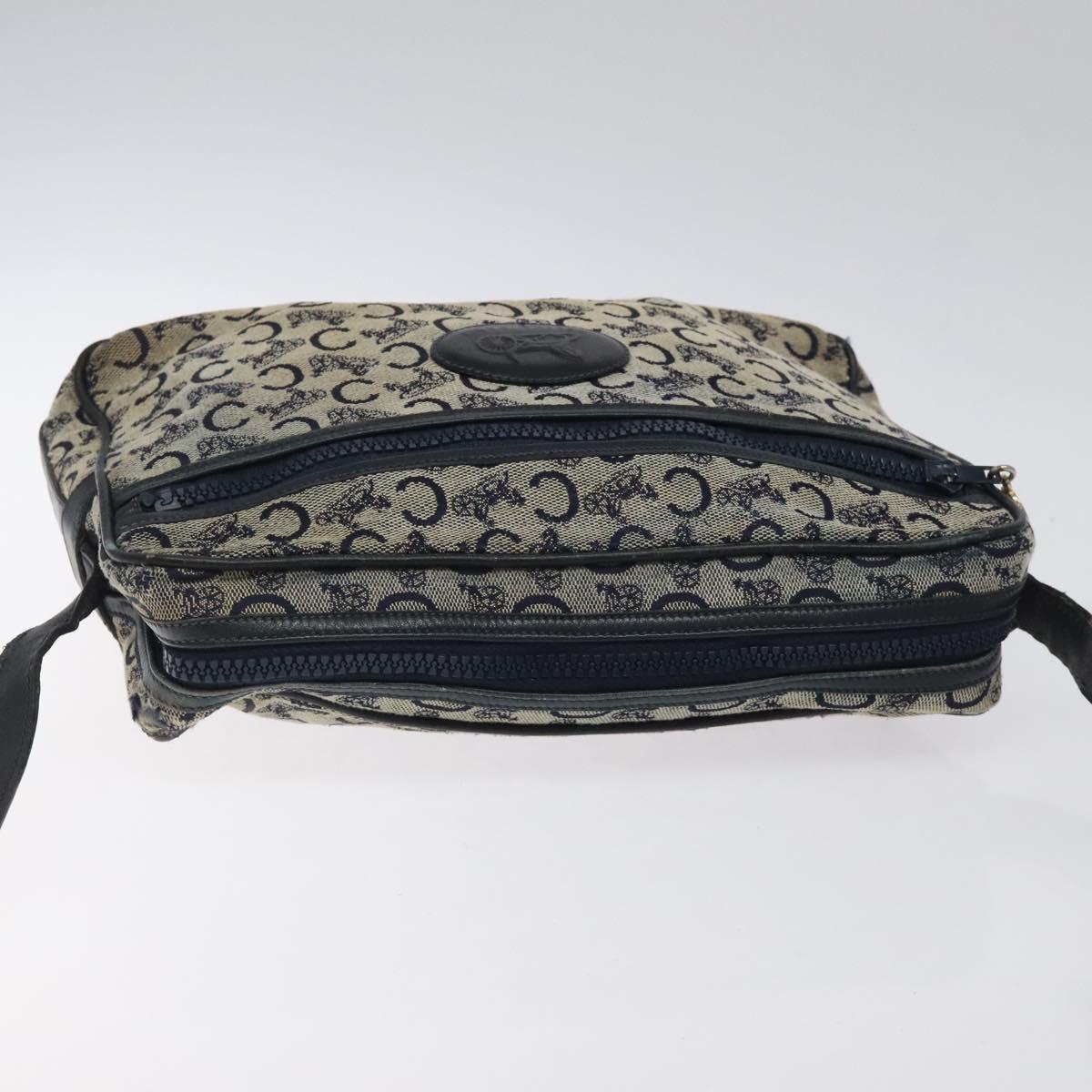 CELINE C Sulky Shoulder Bag Canvas Navy Gold Auth bs24993