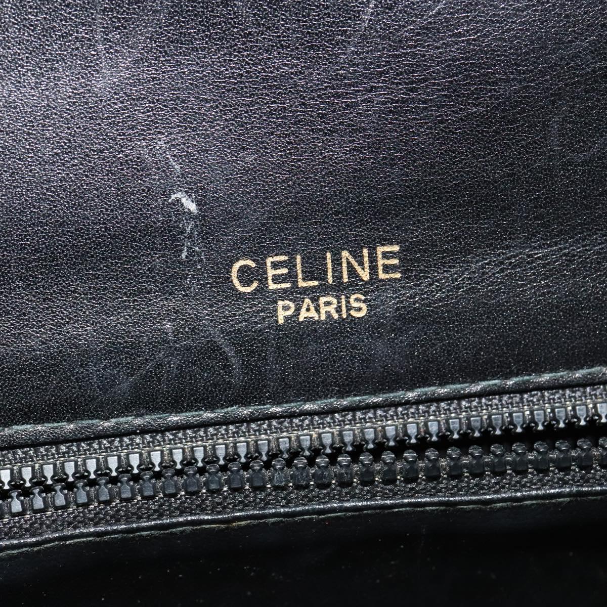 CELINE Shoulder Bag Leather Black Gold Auth bs24994