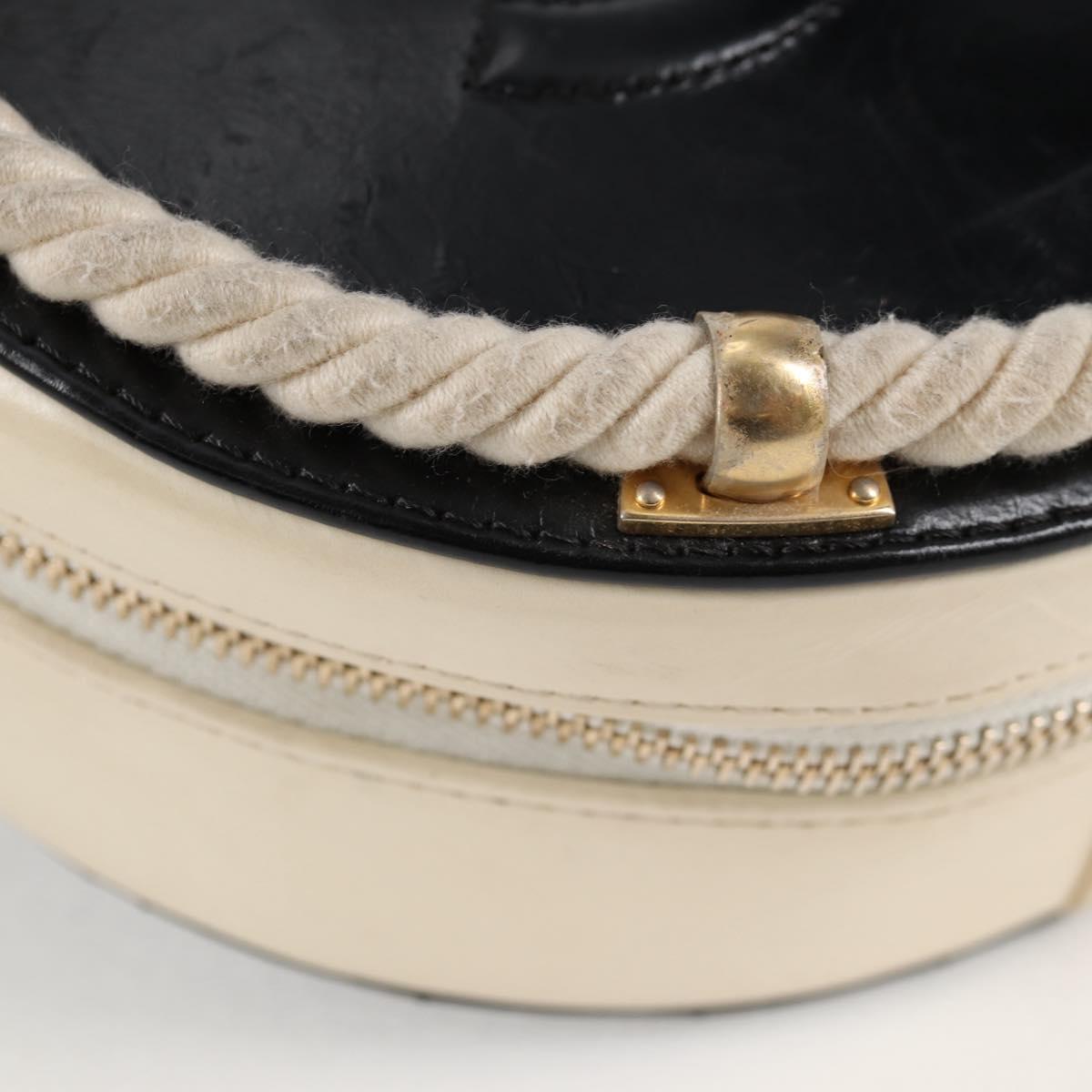 CHANEL Matelasse COCO Mark Chain Round Rope Bag Leather Black CC Auth bs25005SAM