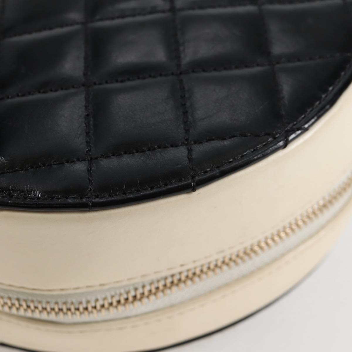 CHANEL Matelasse COCO Mark Chain Round Rope Bag Leather Black CC Auth bs25005SAM