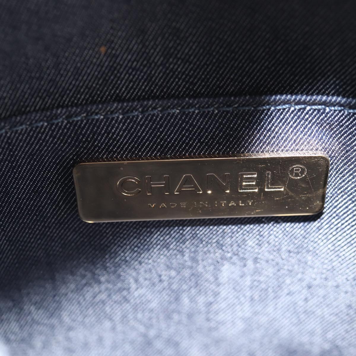 CHANEL Matelasse COCO Mark Chain Round Rope Bag Leather Black CC Auth bs25005A