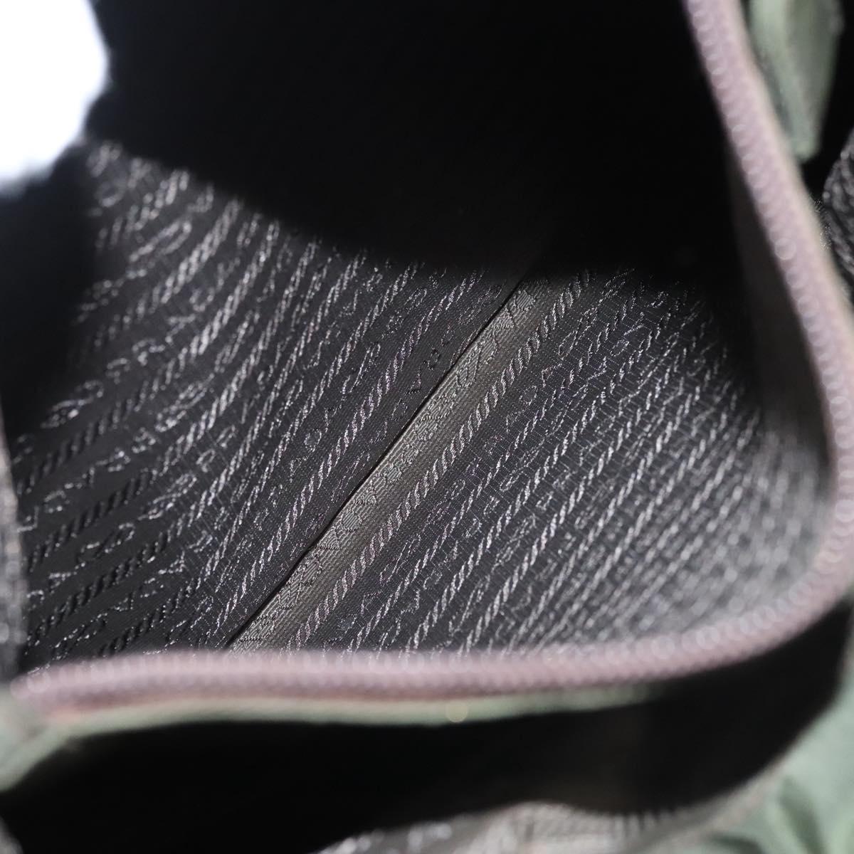 PRADA Hand Bag Nylon Khaki Silver Auth bs25012