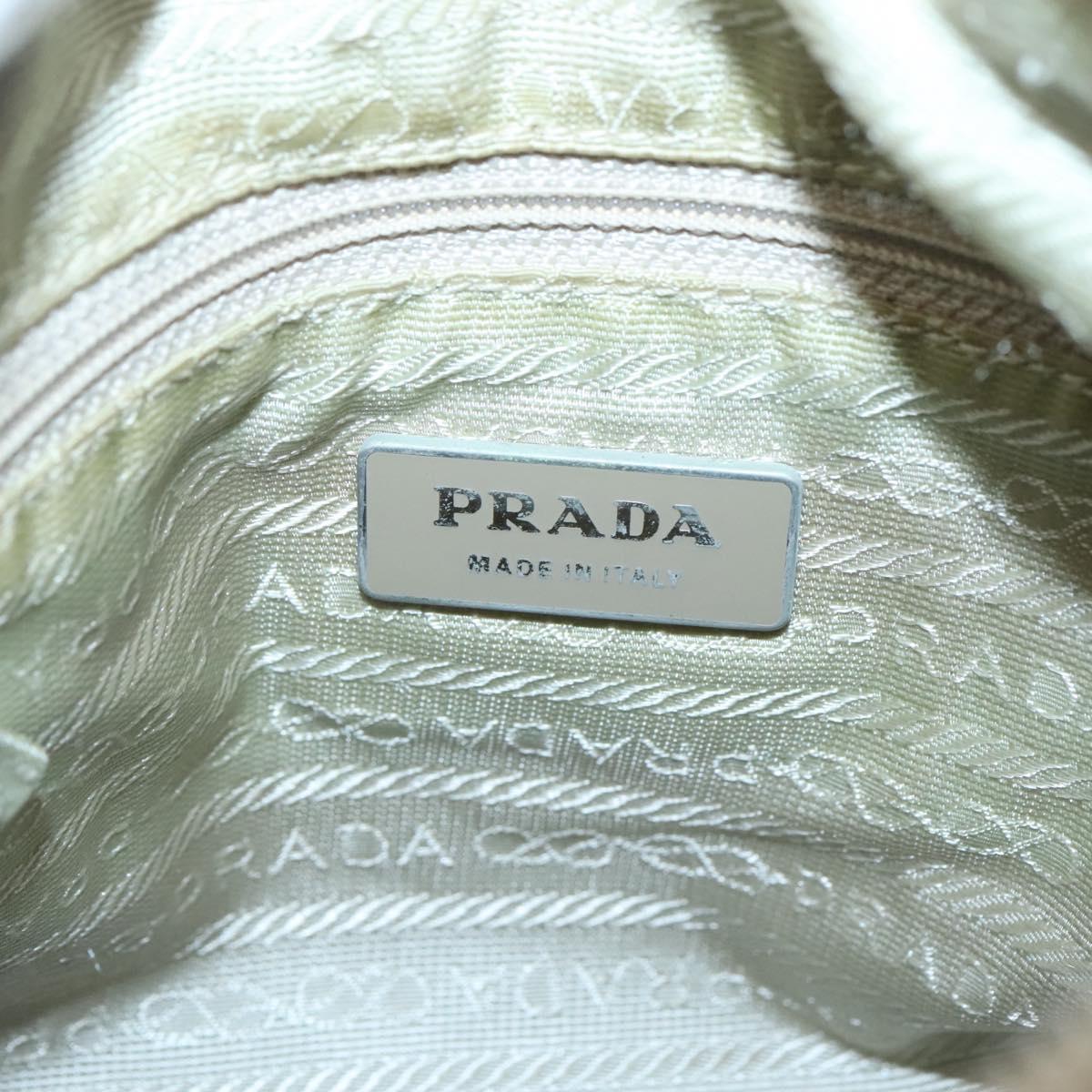 PRADA Shoulder Bag Nylon Beige Silver Auth bs25014