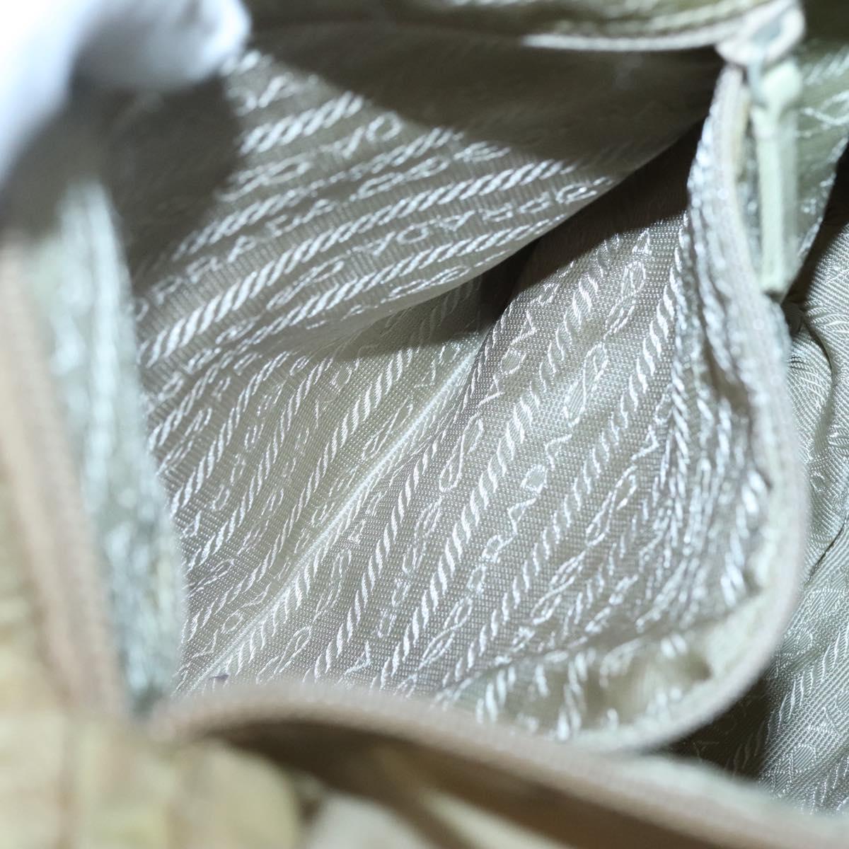 PRADA Shoulder Bag Nylon Beige Silver Auth bs25014