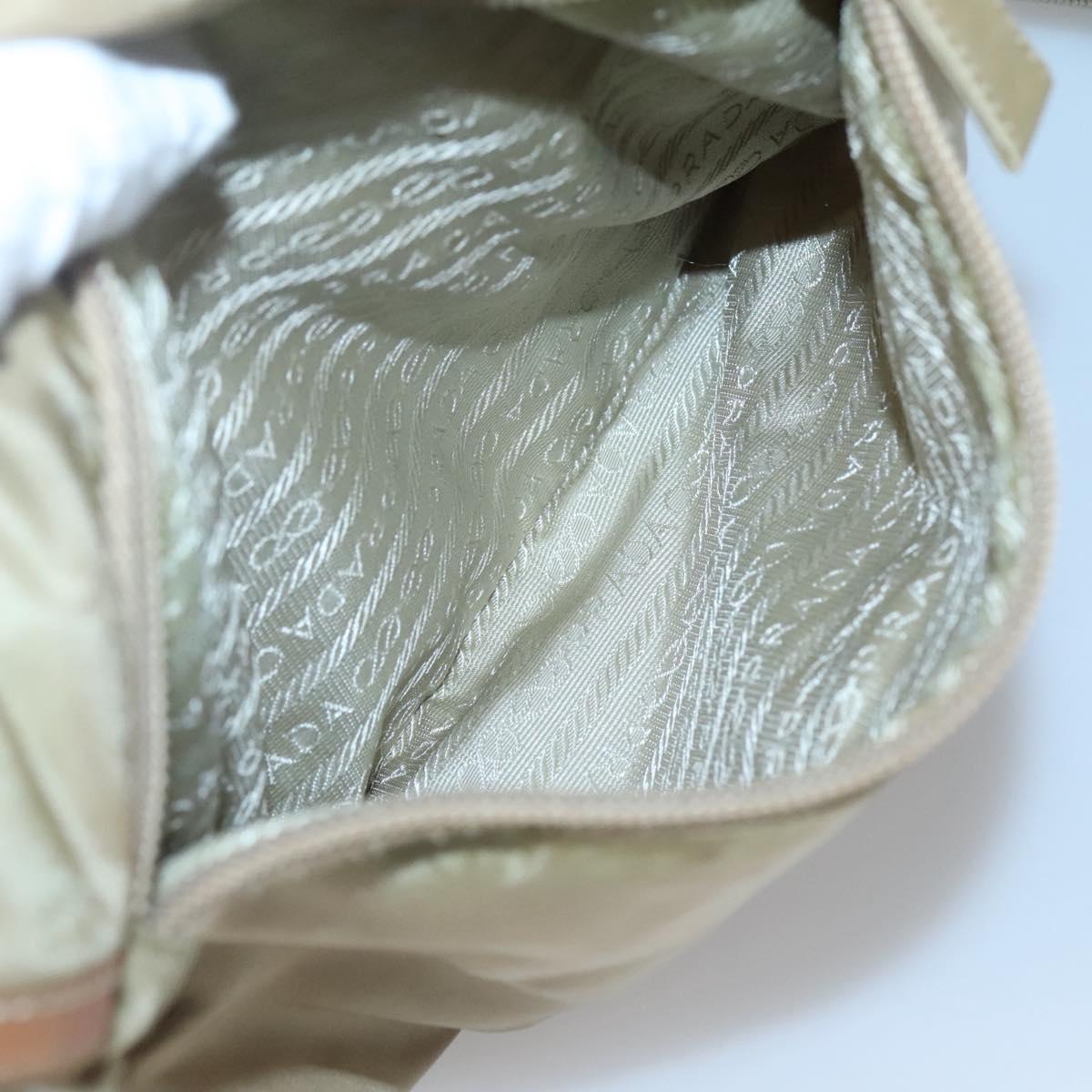 PRADA Shoulder Bag Nylon Beige Silver Auth bs25014