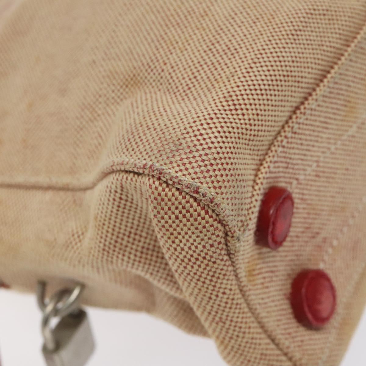 PRADA Hand Bag Canvas Red Silver Auth bs25015