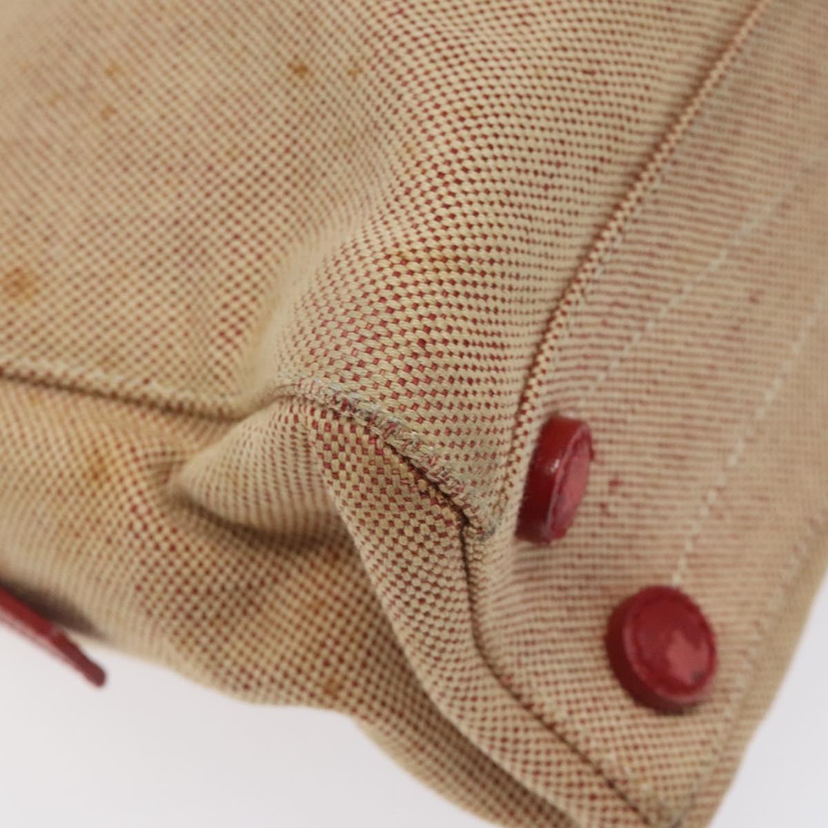 PRADA Hand Bag Canvas Red Silver Auth bs25015