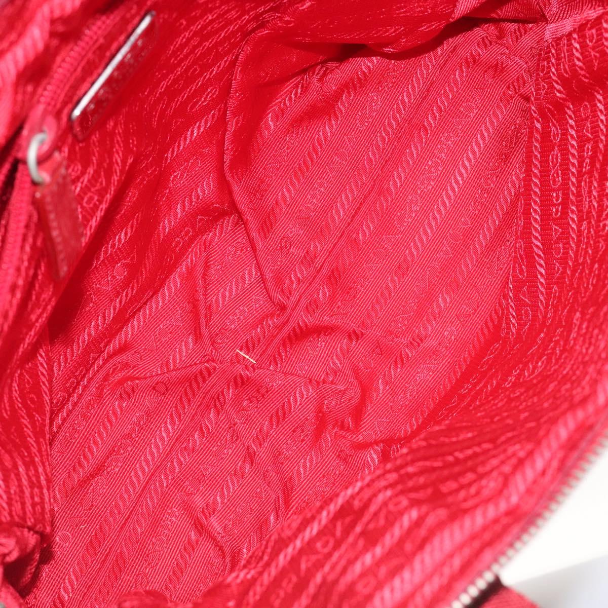 PRADA Hand Bag Canvas Red Silver Auth bs25015