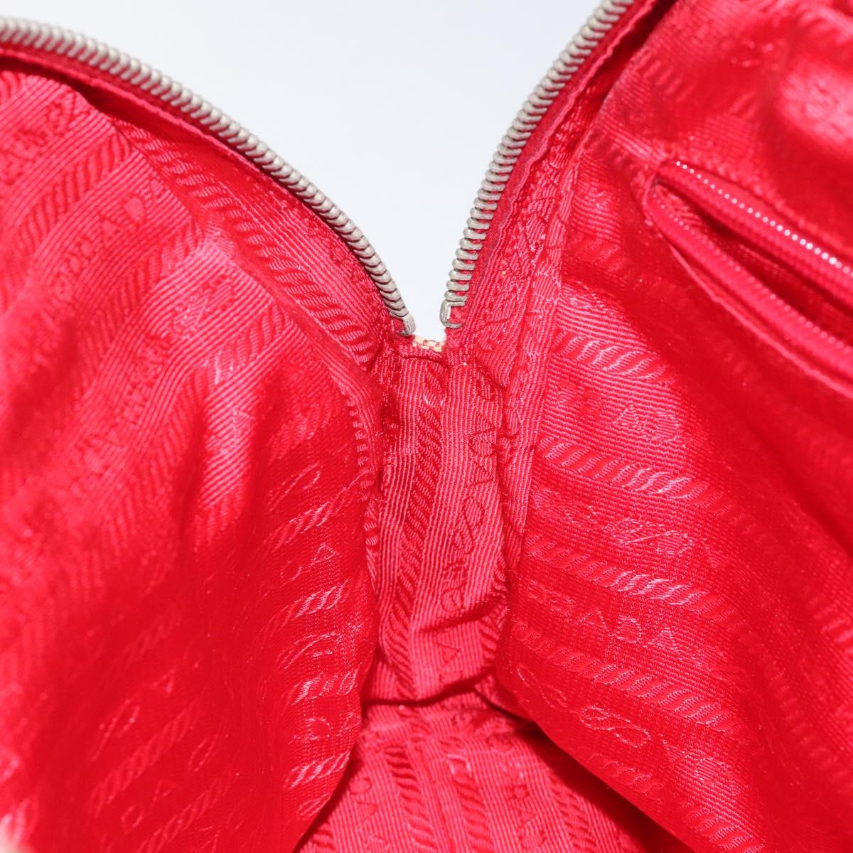 PRADA Hand Bag Canvas Red Silver Auth bs25015