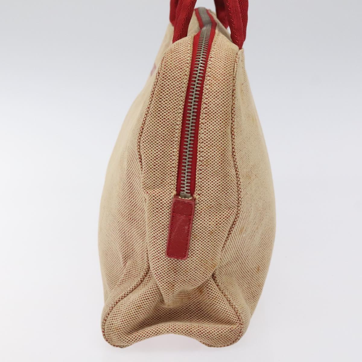 PRADA Hand Bag Canvas Red Silver Auth bs25015
