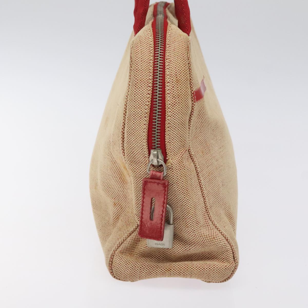 PRADA Hand Bag Canvas Red Silver Auth bs25015