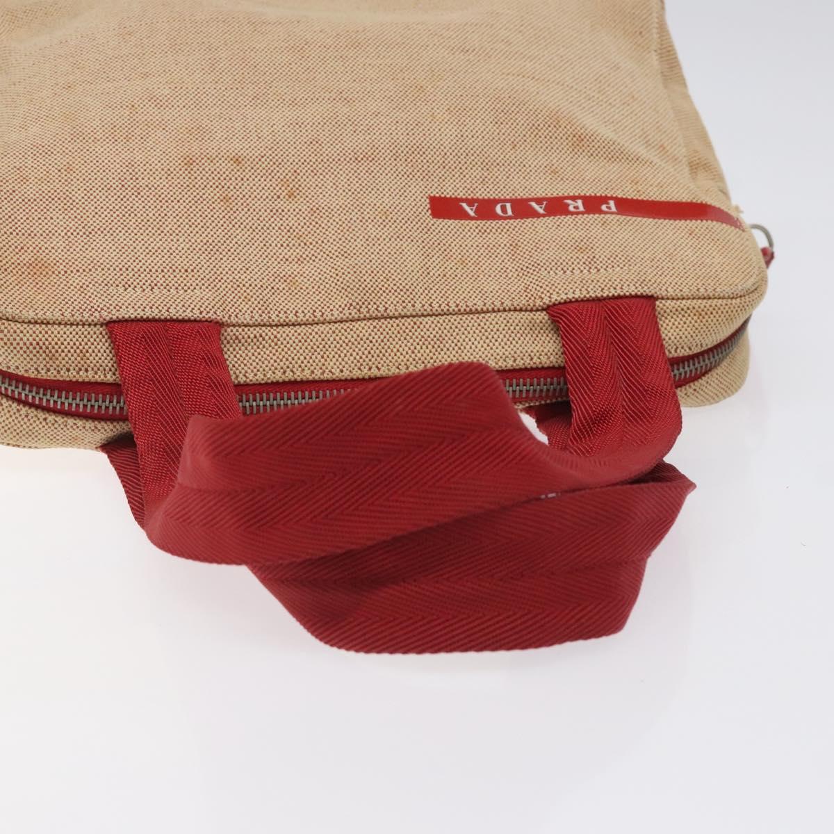 PRADA Hand Bag Canvas Red Silver Auth bs25015