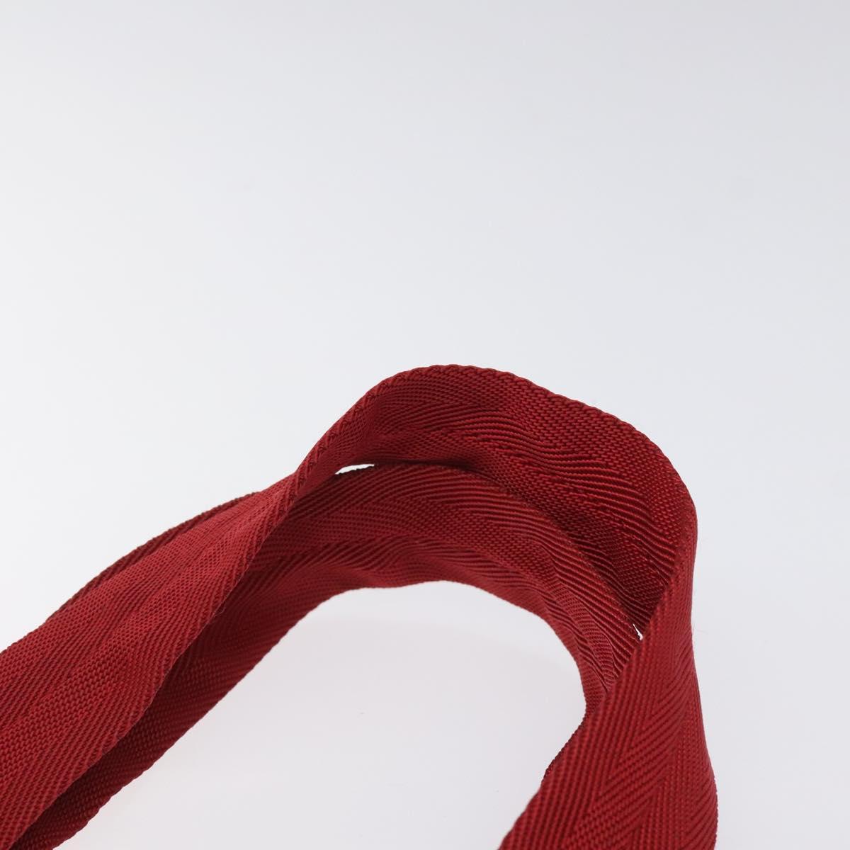 PRADA Hand Bag Canvas Red Silver Auth bs25015