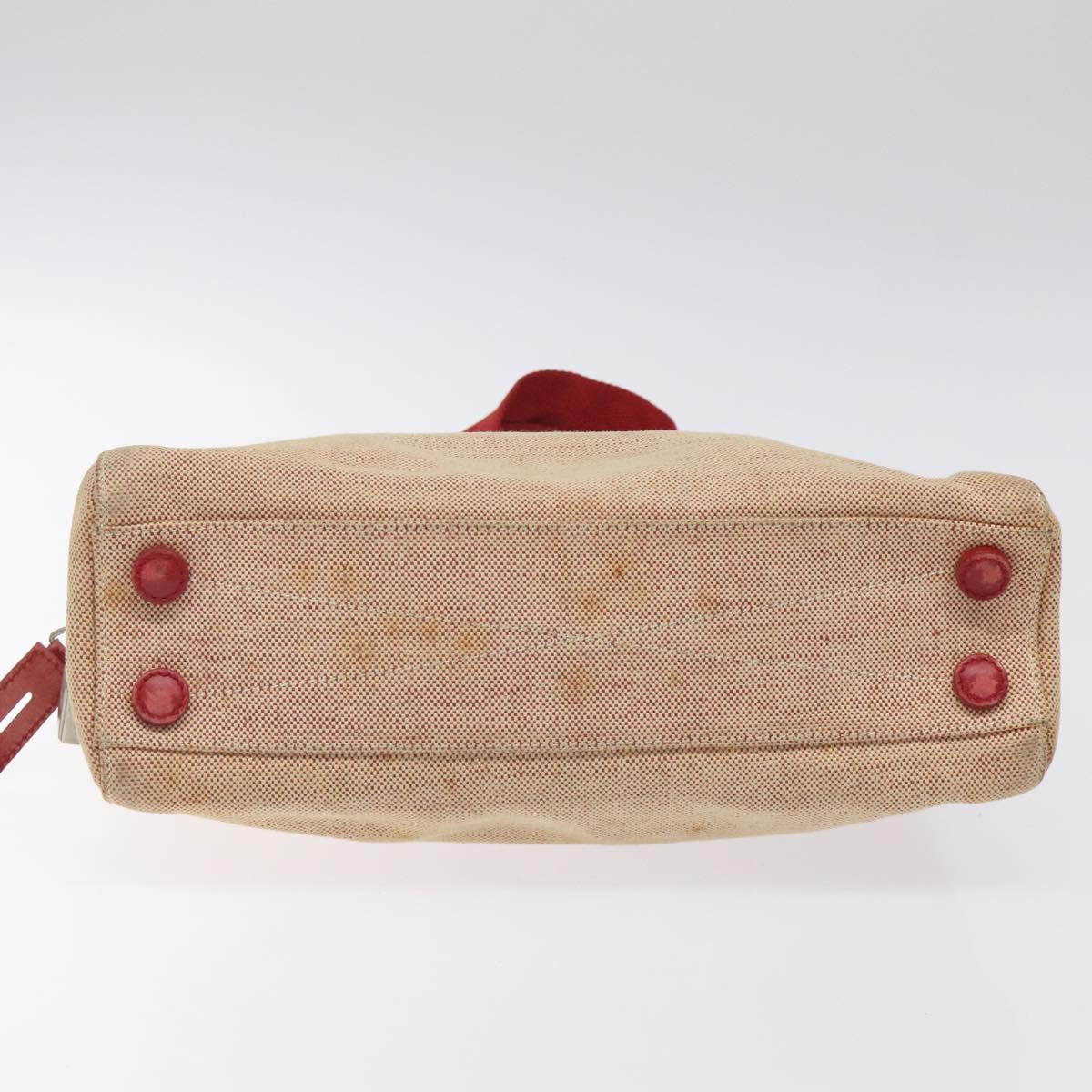 PRADA Hand Bag Canvas Red Silver Auth bs25015