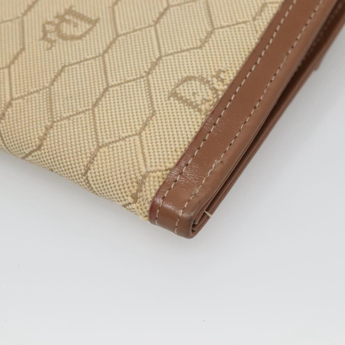 Christian Dior Honeycomb Canvas Wallet Beige Auth bs25042