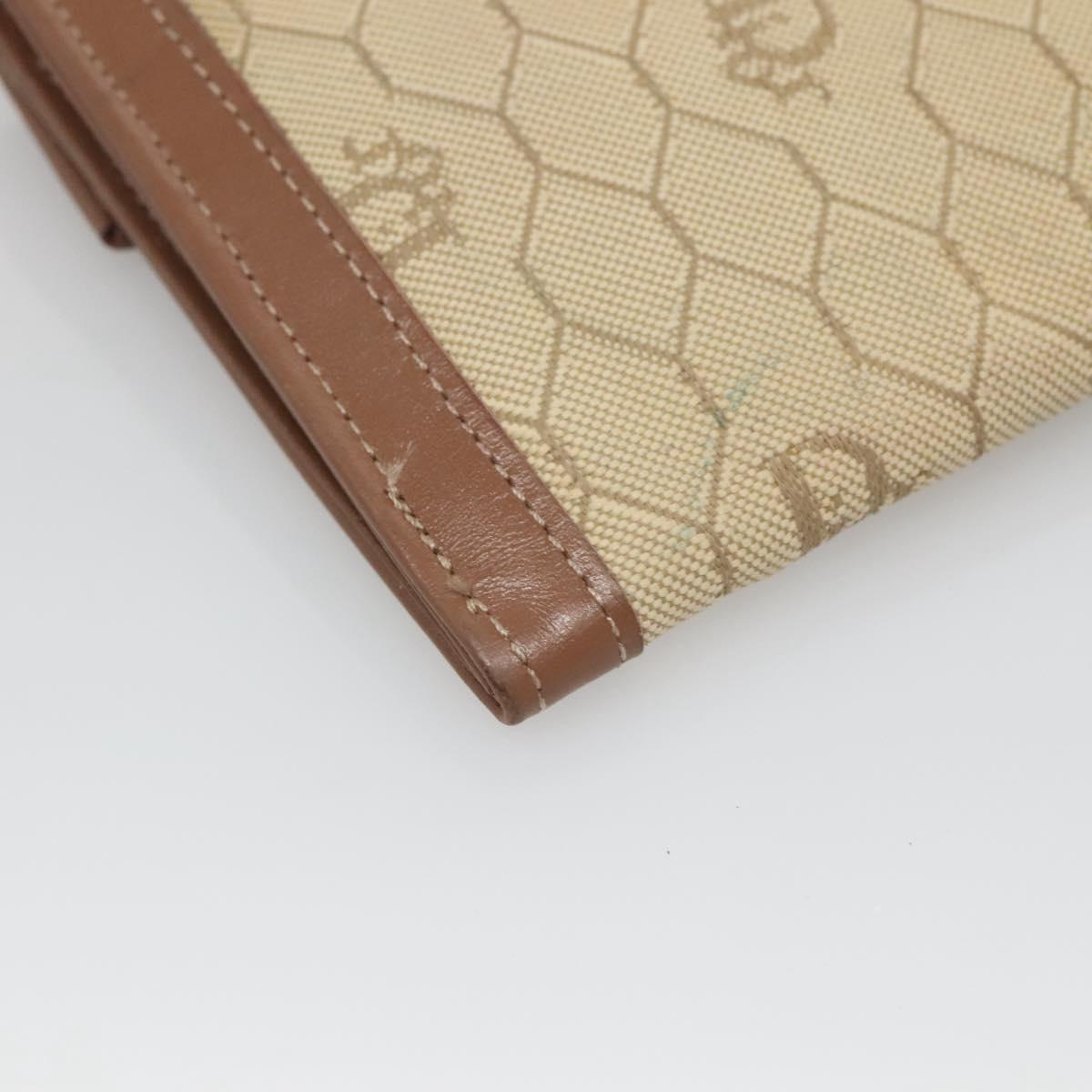 Christian Dior Honeycomb Canvas Wallet Beige Auth bs25042