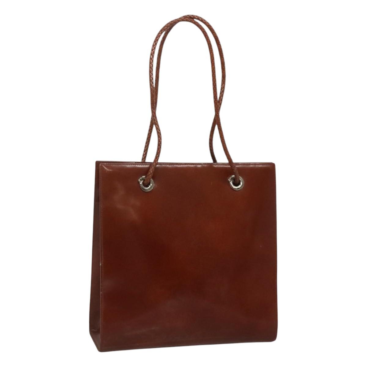 CARTIER Tote Bag Leather Brown Auth bs25048
