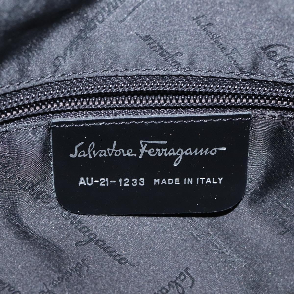Salvatore Ferragamo Vala Shoulder Bag Nylon Black Silver Auth bs25066