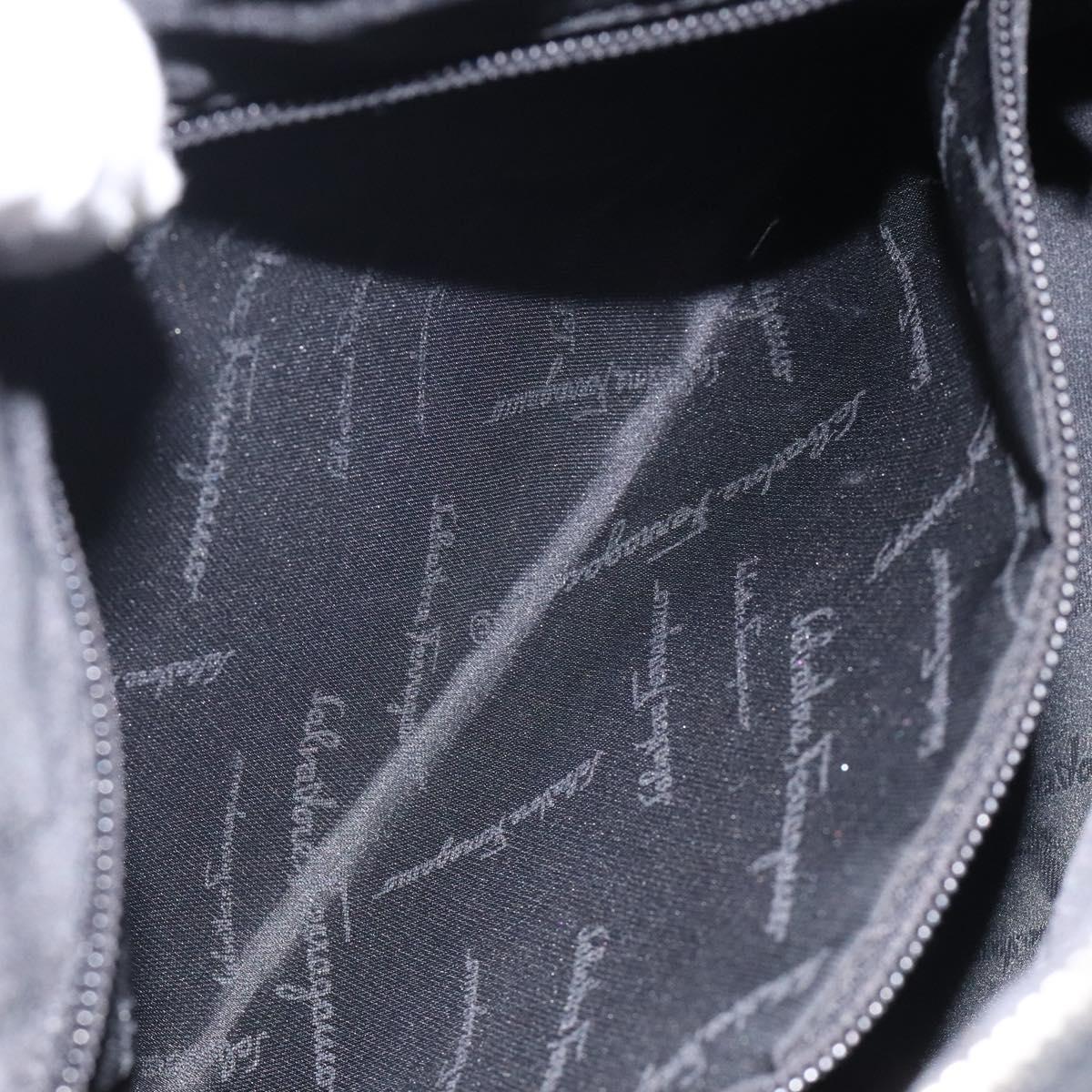 Salvatore Ferragamo Vala Shoulder Bag Nylon Black Silver Auth bs25066