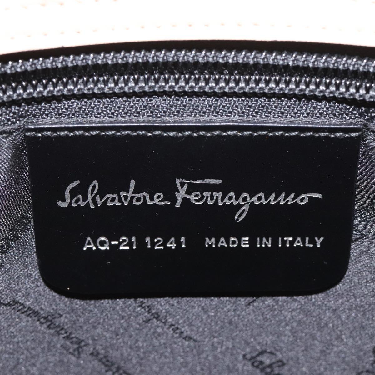 Salvatore Ferragamo Tote Bag Enamel Black Silver Auth bs25067