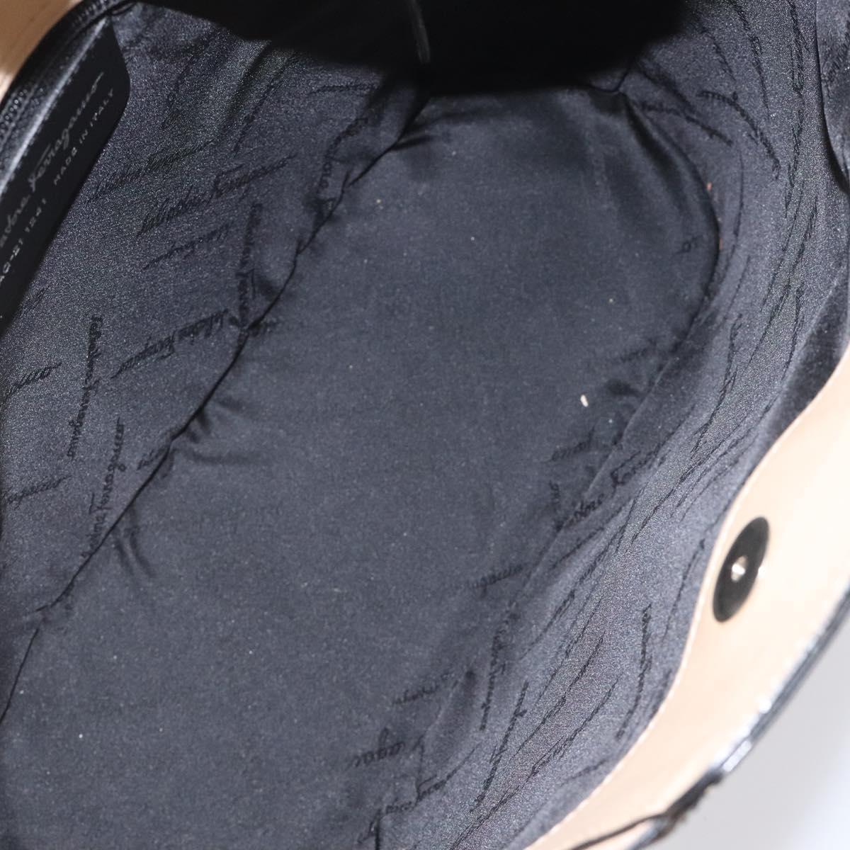 Salvatore Ferragamo Tote Bag Enamel Black Silver Auth bs25067