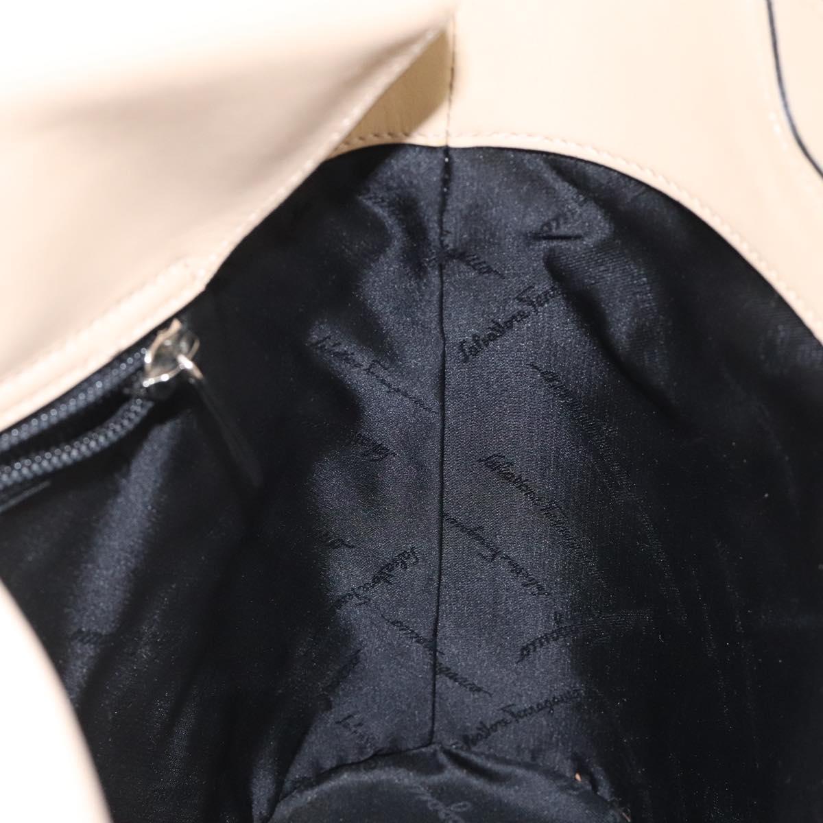 Salvatore Ferragamo Tote Bag Enamel Black Silver Auth bs25067