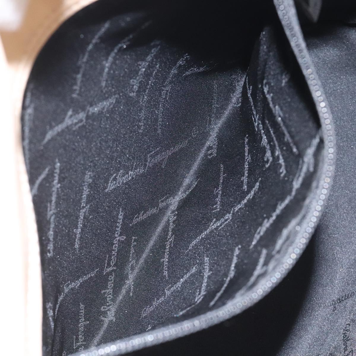 Salvatore Ferragamo Tote Bag Enamel Black Silver Auth bs25067