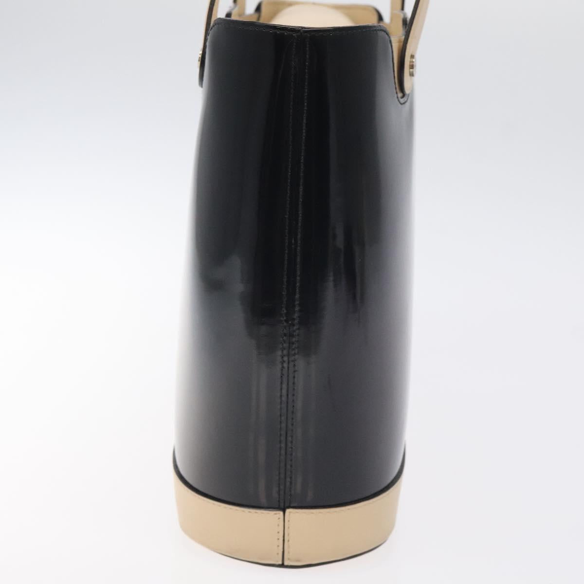 Salvatore Ferragamo Tote Bag Enamel Black Silver Auth bs25067