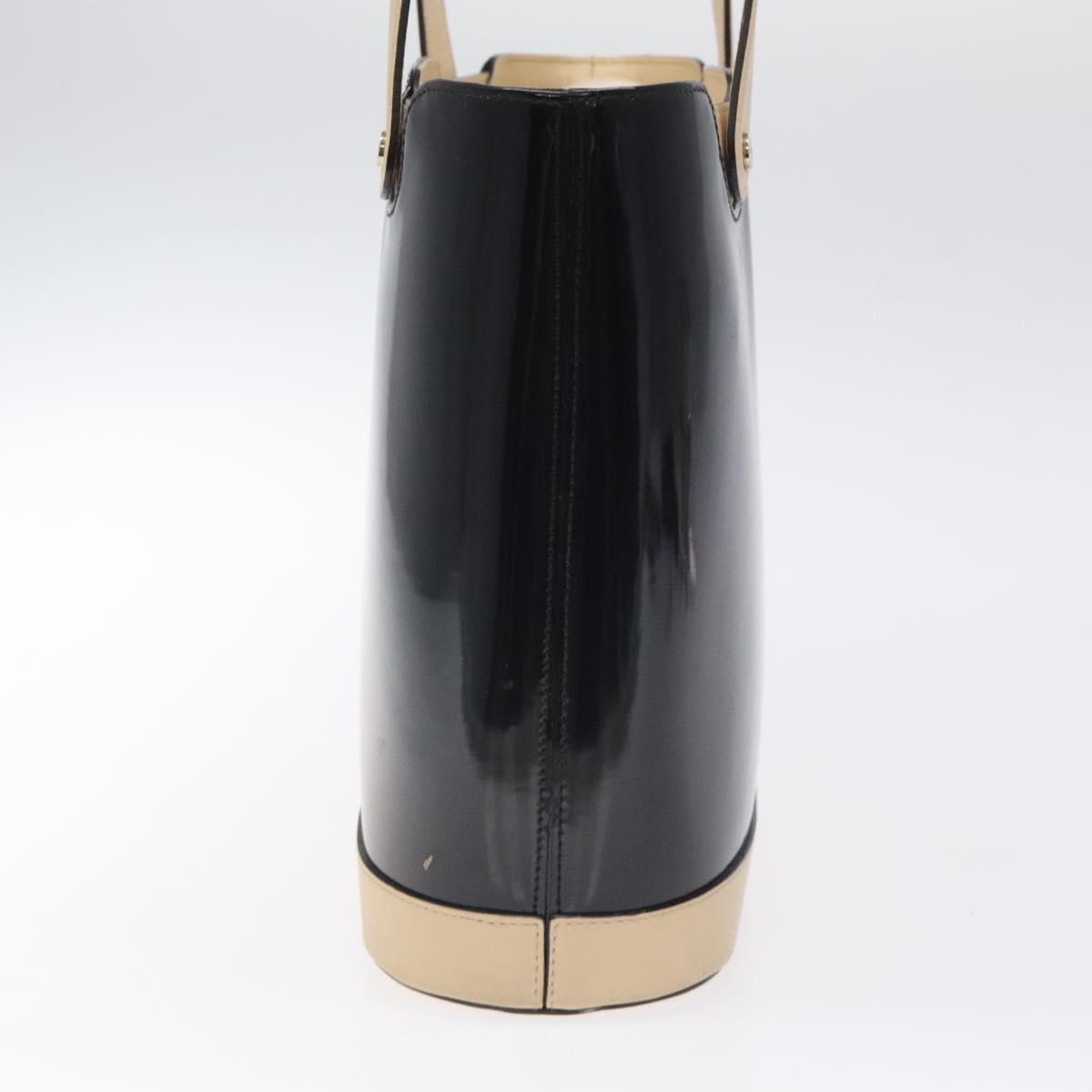 Salvatore Ferragamo Tote Bag Enamel Black Silver Auth bs25067