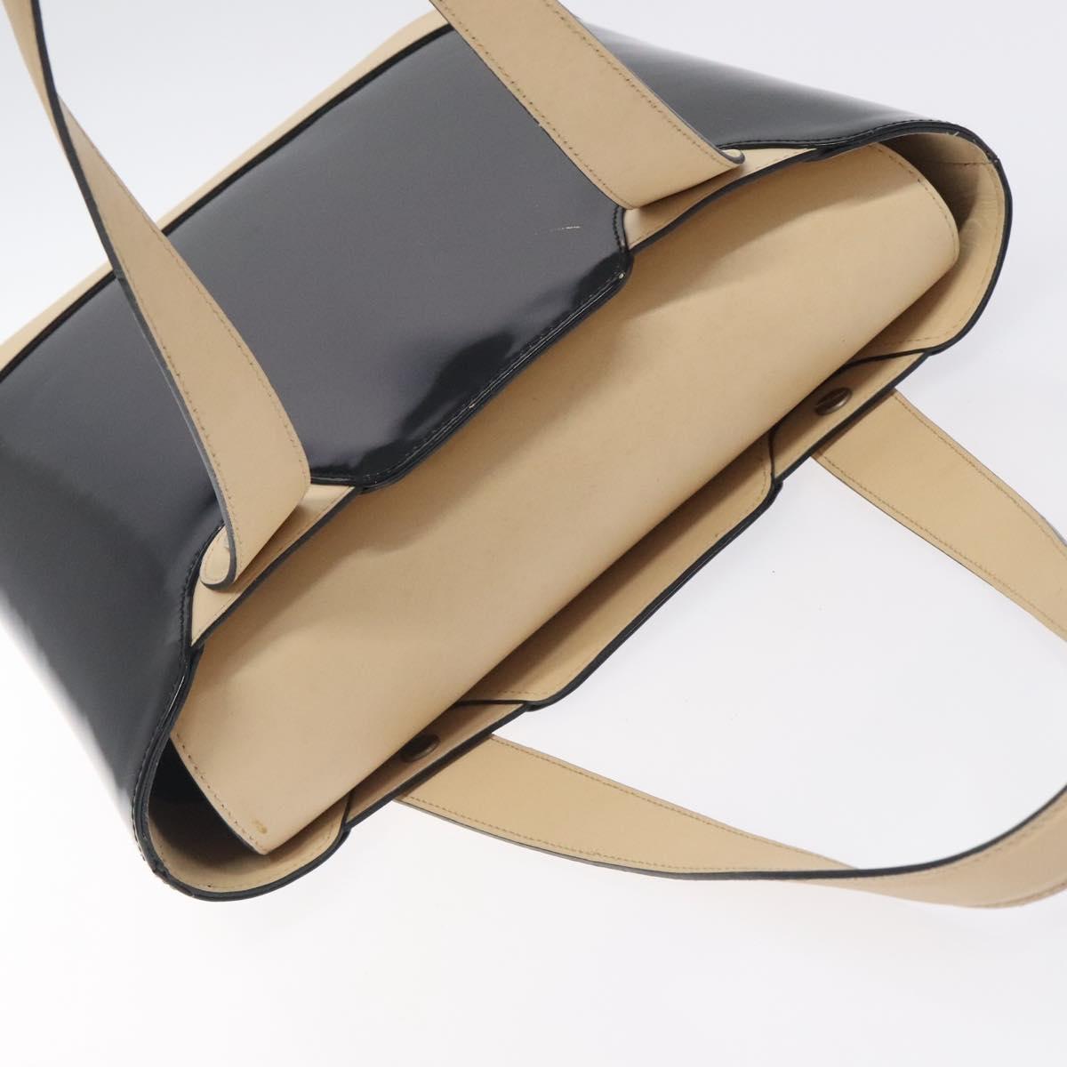 Salvatore Ferragamo Tote Bag Enamel Black Silver Auth bs25067