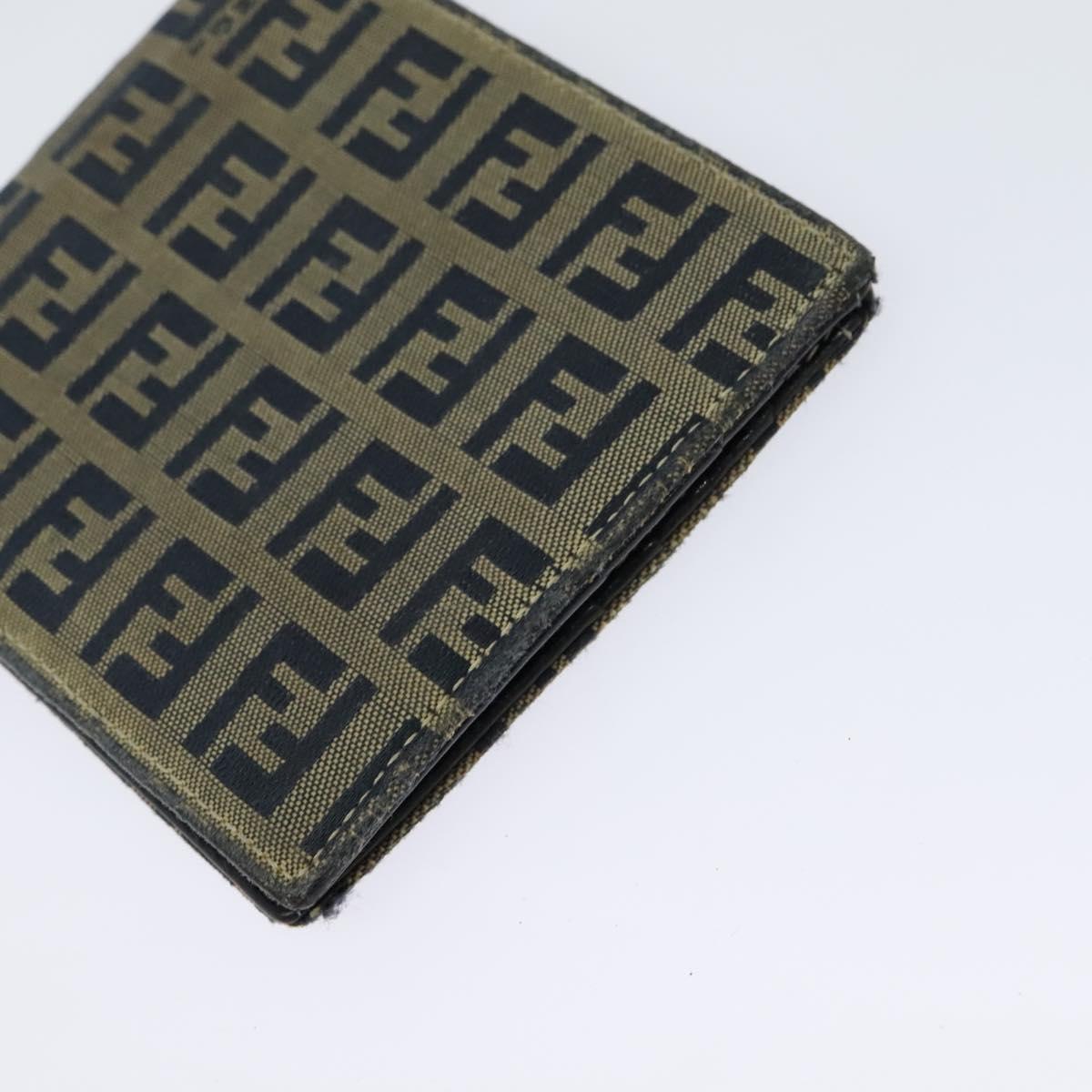 FENDI Zucca Canvas Zucchino Canvas Wallet 2Set Black Brown Navy Auth bs25082
