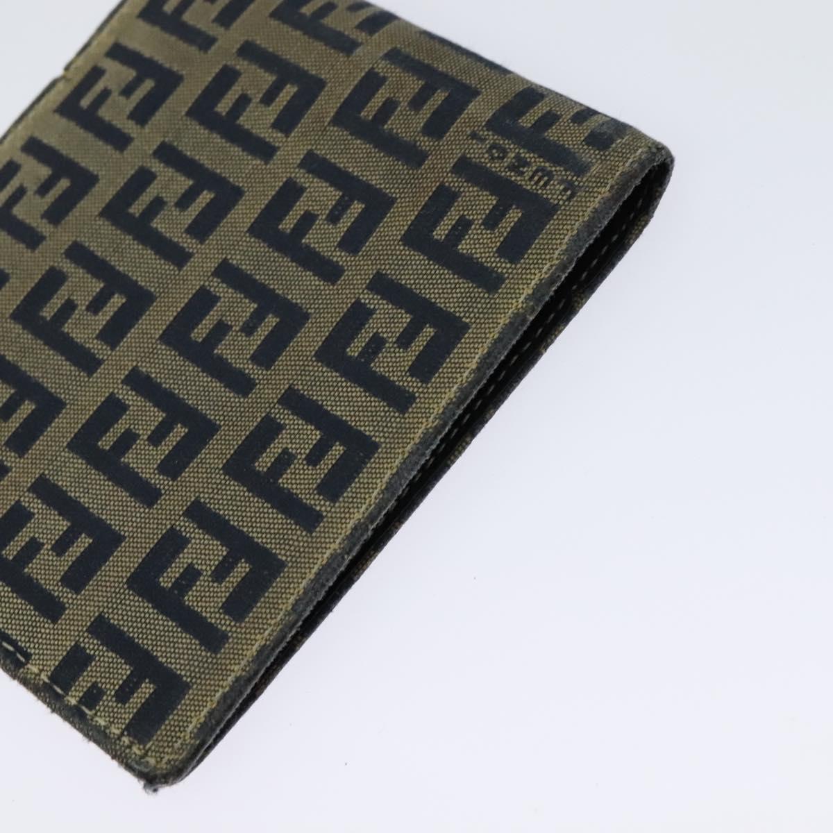 FENDI Zucca Canvas Zucchino Canvas Wallet 2Set Black Brown Navy Auth bs25082
