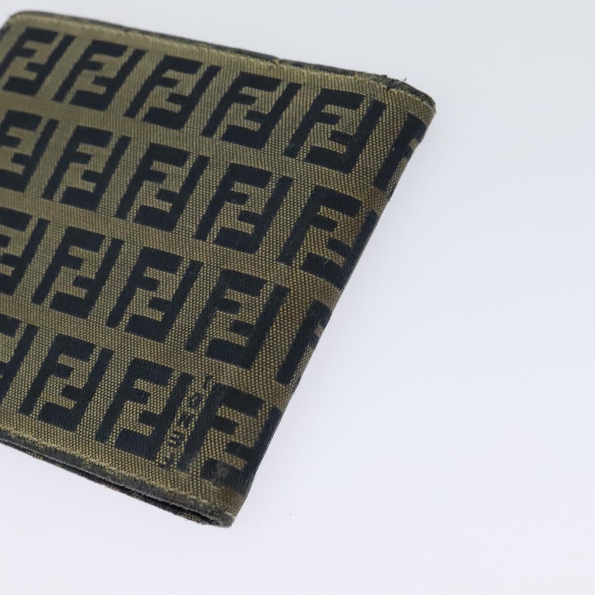 FENDI Zucca Canvas Zucchino Canvas Wallet 2Set Black Brown Navy Auth bs25082