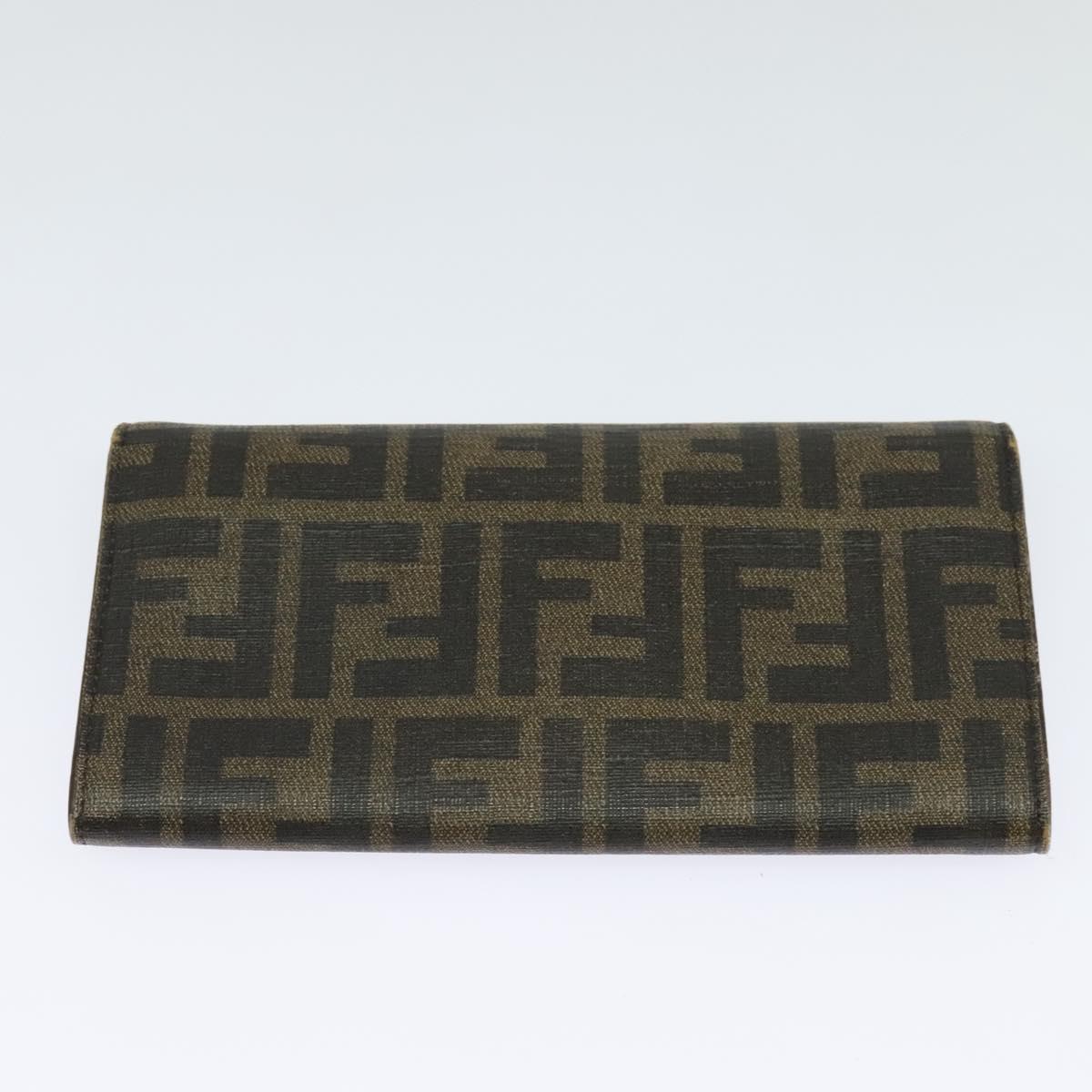 FENDI Zucca Canvas Zucchino Canvas Wallet 2Set Black Brown Navy Auth bs25082
