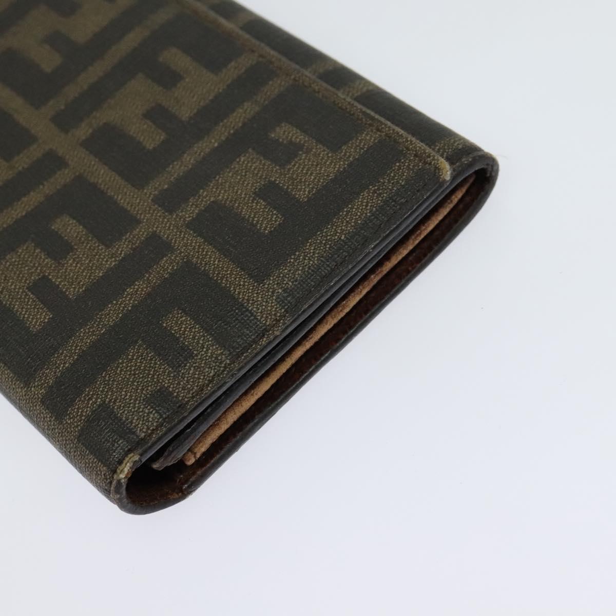 FENDI Zucca Canvas Zucchino Canvas Wallet 2Set Black Brown Navy Auth bs25082