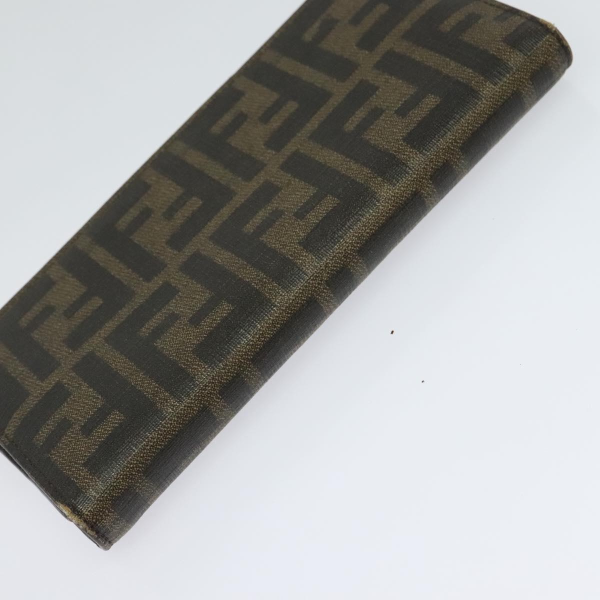 FENDI Zucca Canvas Zucchino Canvas Wallet 2Set Black Brown Navy Auth bs25082