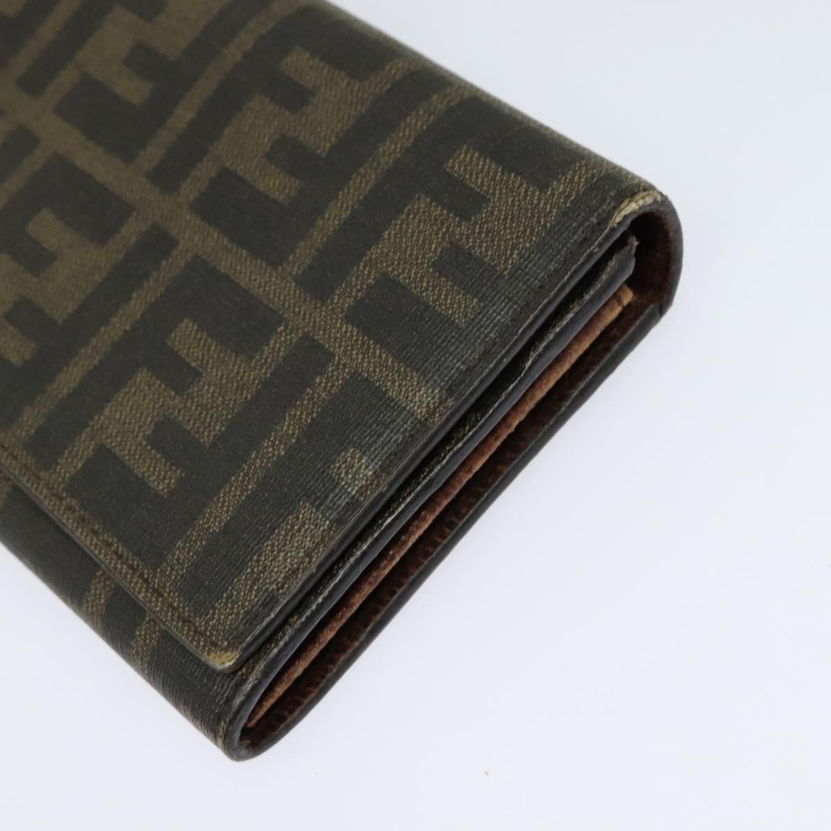 FENDI Zucca Canvas Zucchino Canvas Wallet 2Set Black Brown Navy Auth bs25082