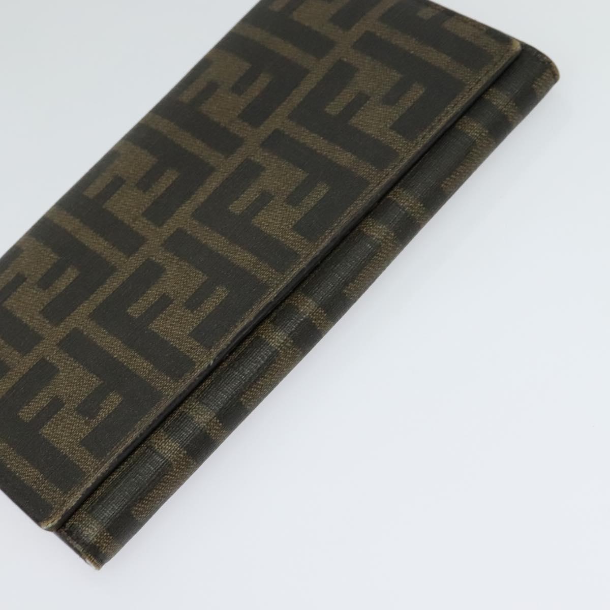 FENDI Zucca Canvas Zucchino Canvas Wallet 2Set Black Brown Navy Auth bs25082